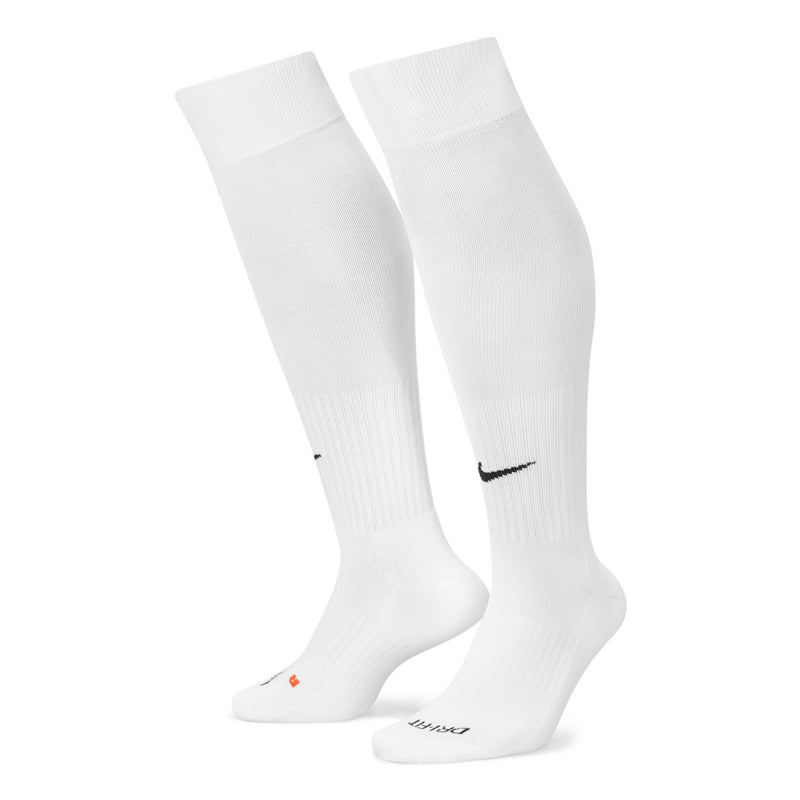 White cushioned OTC socks, two-pack, black swoosh at ankle