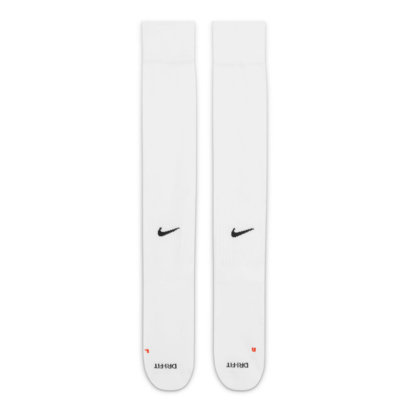 White cushioned OTC socks, two-pack, black swoosh on back