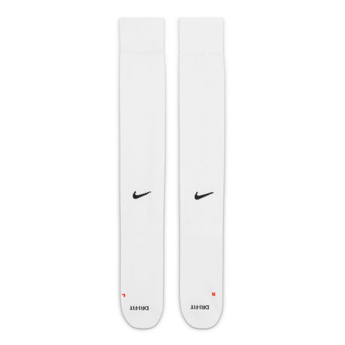 White cushioned OTC socks, two-pack, black swoosh on back