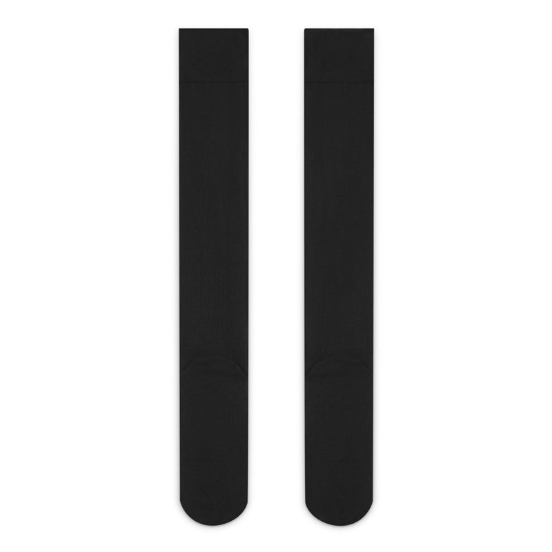 Black over-the-calf socks, two-pack, plain fabric view with rounded toe