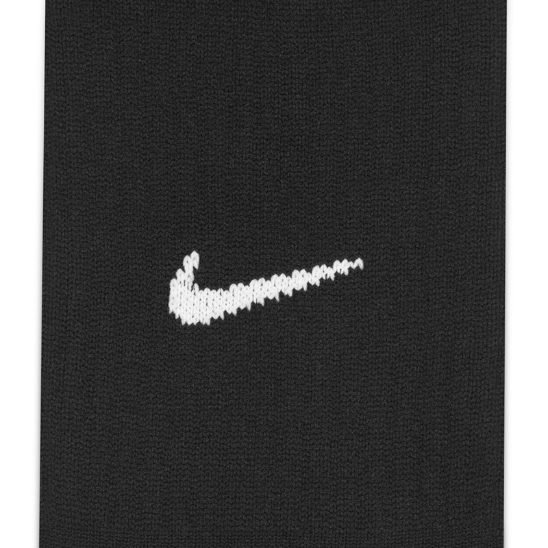 Black cushioned sock fabric with white Nike swoosh logo