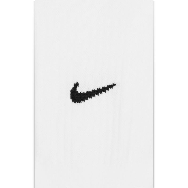 White sock with black swoosh logo