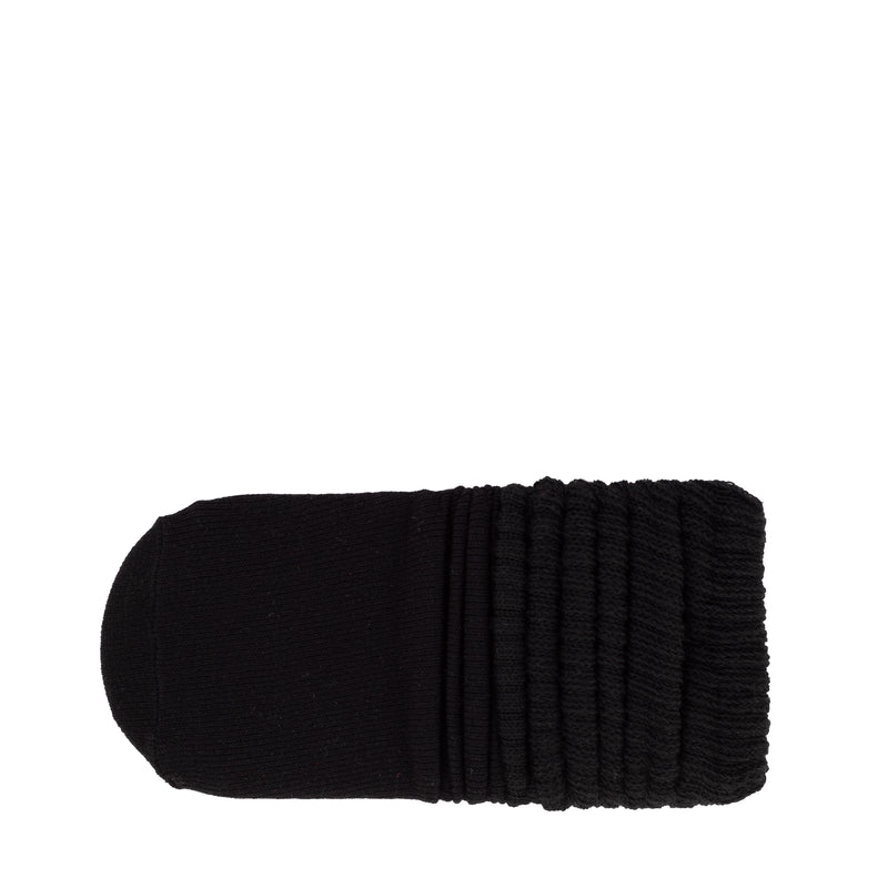Black medium scrunch crew sock with ribbed cuff