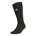 Black slouch crew sock with ribbed knit and three white stripes logo