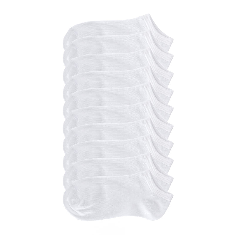 10-pack medium no-show socks, white, low-cut ankle length (set of 10)