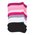 10-pack medium no-show socks in assorted pink, purple, gray, white, and black
