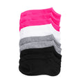 10-pack no-show socks, pink, white, grey, and black, medium height with cushioned heel