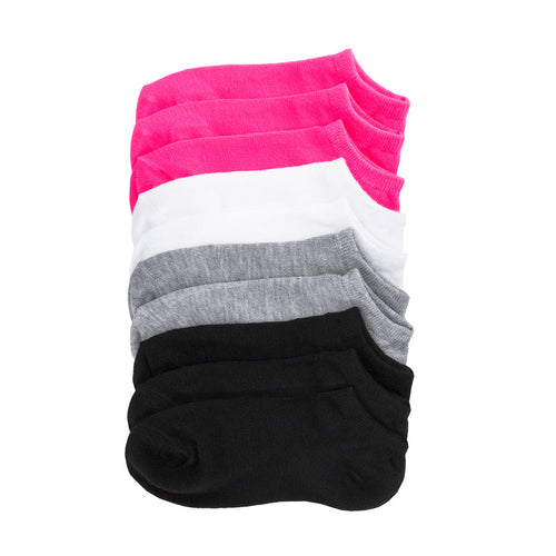 10-pack no-show socks, pink white grey and black assorted colors, small size