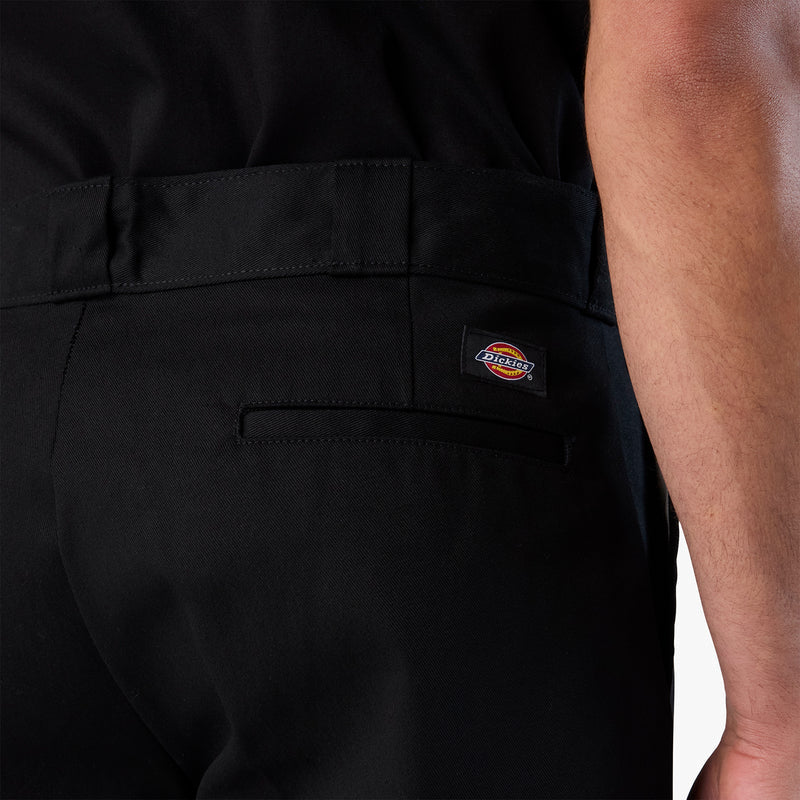 Men's black shorts waistband with Dickies logo patch
