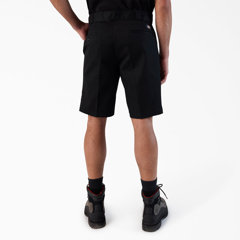 Men's black shorts with back yoke and belt loops