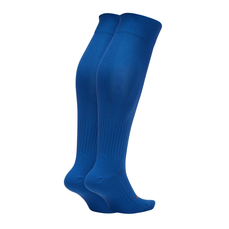 2-pack Nike Academy OTC crew soccer socks in blue, ribbed knit with arch support