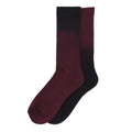2-pack dip-dye crew socks, maroon to dark black, ribbed cuffs