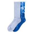 2-pack crew socks: light blue solid and blue tie-dye ribbed cuffs