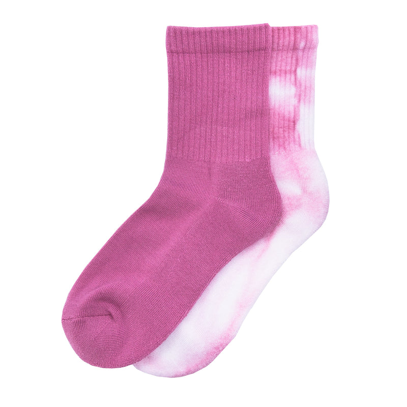 2-pack quarter socks in subtle mauve: solid and tie-dye