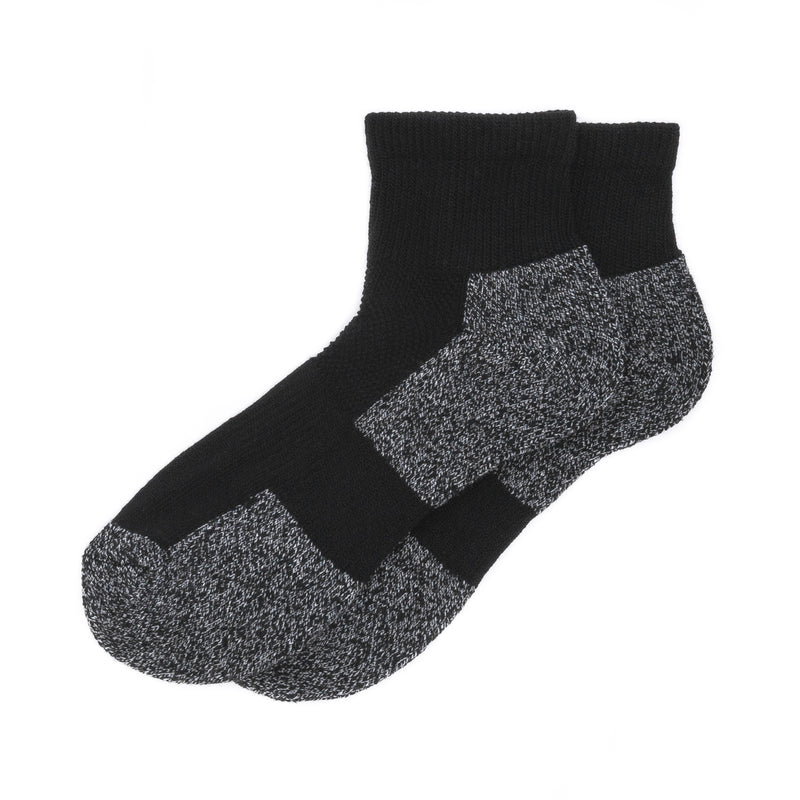 2-pack compression ankle socks, black and heather gray with ribbed cuffs