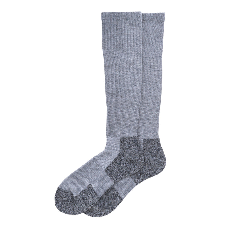 Grey over-the-calf compression work socks, cushioned toe and heel, 2-pack