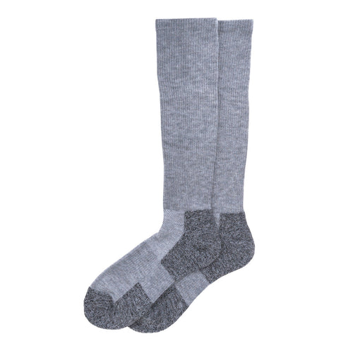Grey over-the-calf compression work socks, cushioned toe and heel, 2-pack