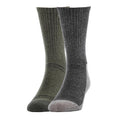 2-pack wool-blend crew socks, hunter green/olive and black/grey, ribbed cuffs