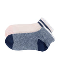 2-pack marl anklet socks with lace trim, pink and heather gray