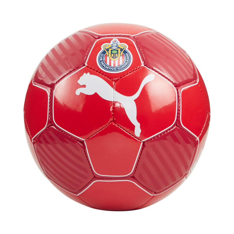 Red mini soccer ball with Chivas crest and white Puma logo