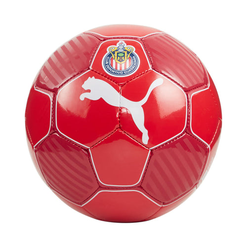 Red mini soccer ball with Chivas crest and white Puma logo