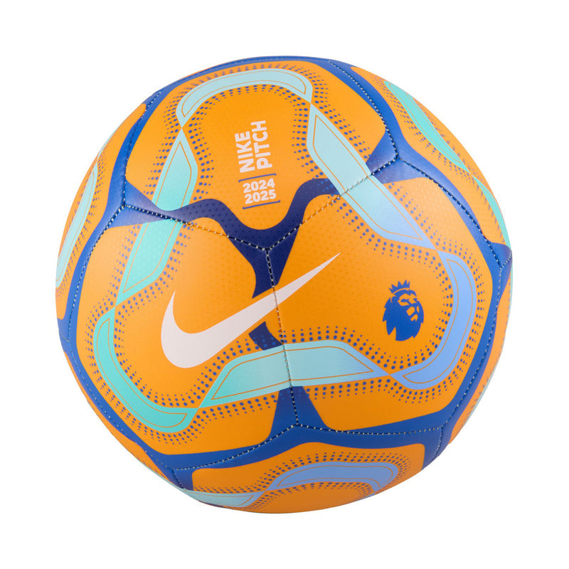 Premier League pitch soccer ball, orange and blue, Nike swoosh, NIKE PITCH 2024/2025