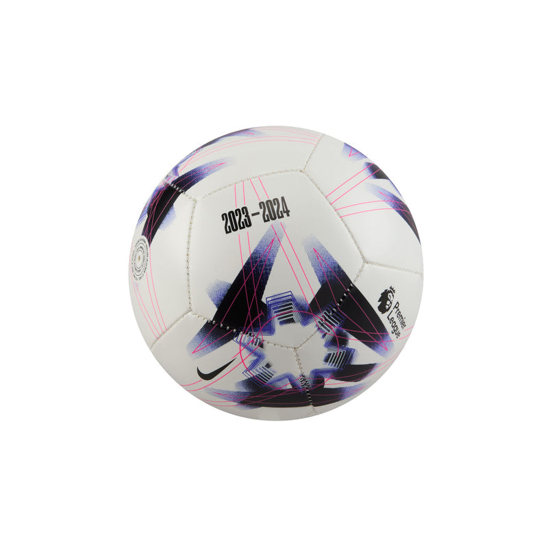 White mini soccer ball with purple-blue graphic, '2019-2024' text, Nike swoosh and crest