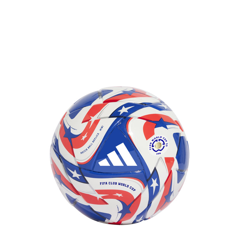 FIFA Club World Cup mini soccer ball in blue, white, and red star graphics