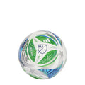 White MLS mini ball with green and blue graphics, star and shield details