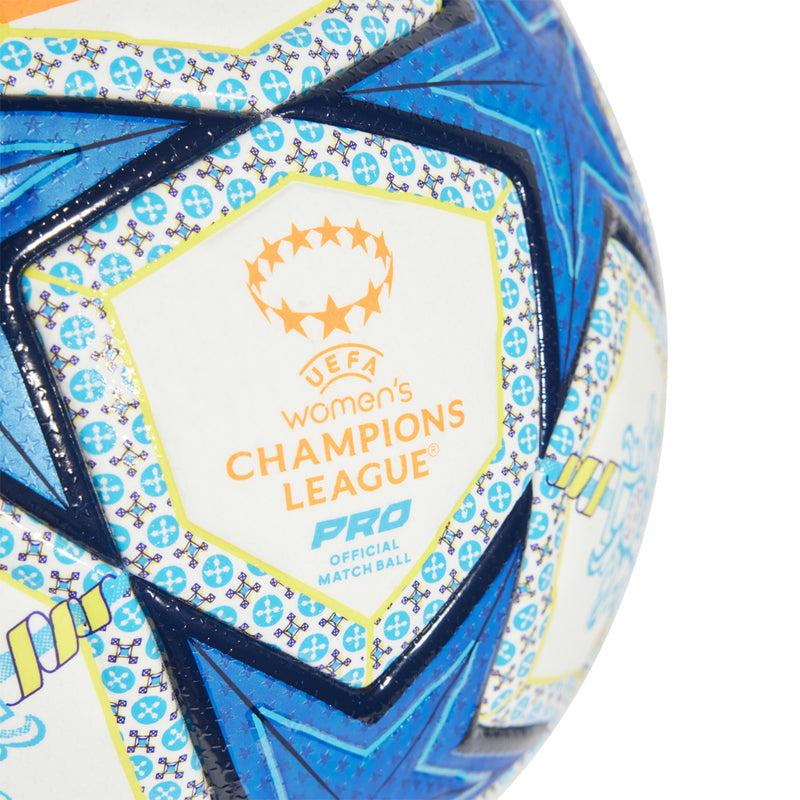 Women's Champions League Pro match ball panel, UEFA logo inside white hexagon on blue