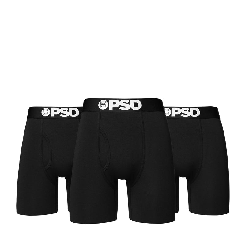 Men's 3-pack cotton-blend boxer briefs, black with elastic waistband PSD logo