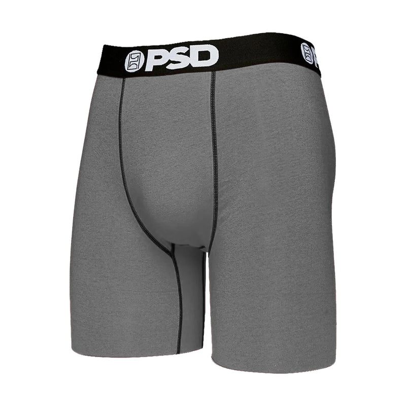 Gray cotton-blend boxer briefs with logo waistband and contoured front