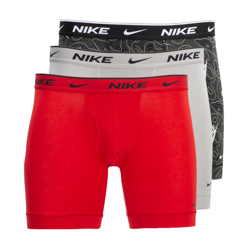 3-pack boxer briefs, red with Nike logo waistband, cotton-stretch boxer cut