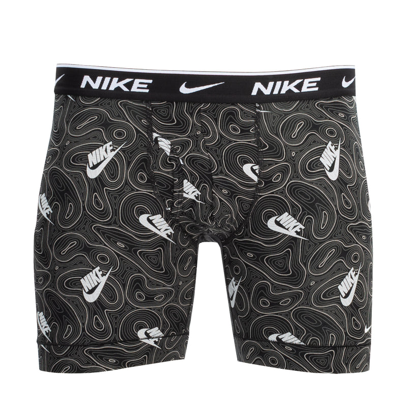 3-pack boxer briefs, black swirl print with Nike logo waistband, stretch boxer brief