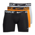 Men's black boxer briefs with NIKE waistband, orange logo band underlay