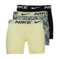 3-pack boxer briefs: yellow, green camo, and black with Nike elastic waistband