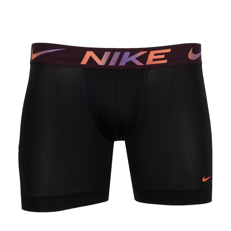 Men's micro boxer briefs, black with burgundy logo waistband and small side swoosh