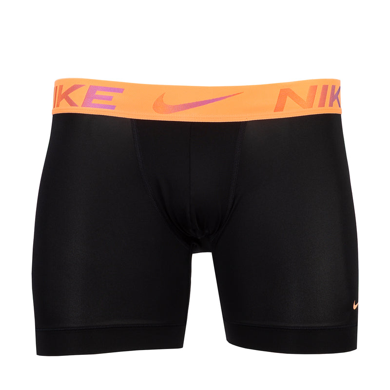 Men's micro boxer briefs, black with orange logo waistband and small side swoosh