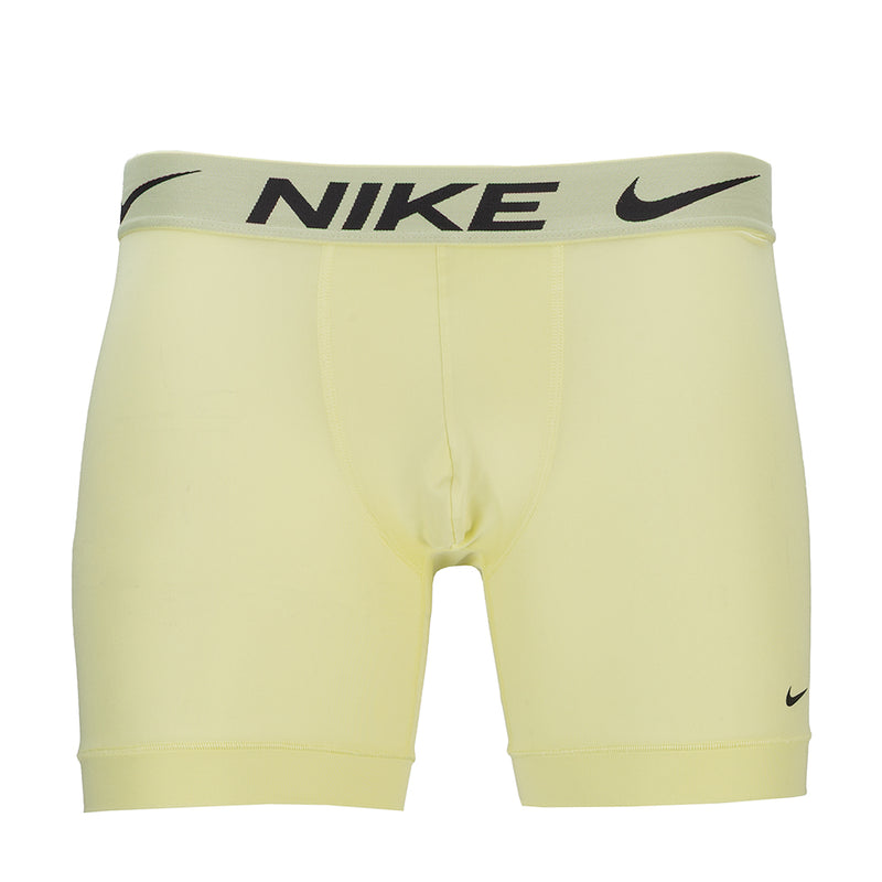 Yellow Nike boxer briefs with elastic waistband and V-shaped pouch