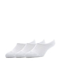 Three-pack white no-show hidden cushion liner socks, ankle length