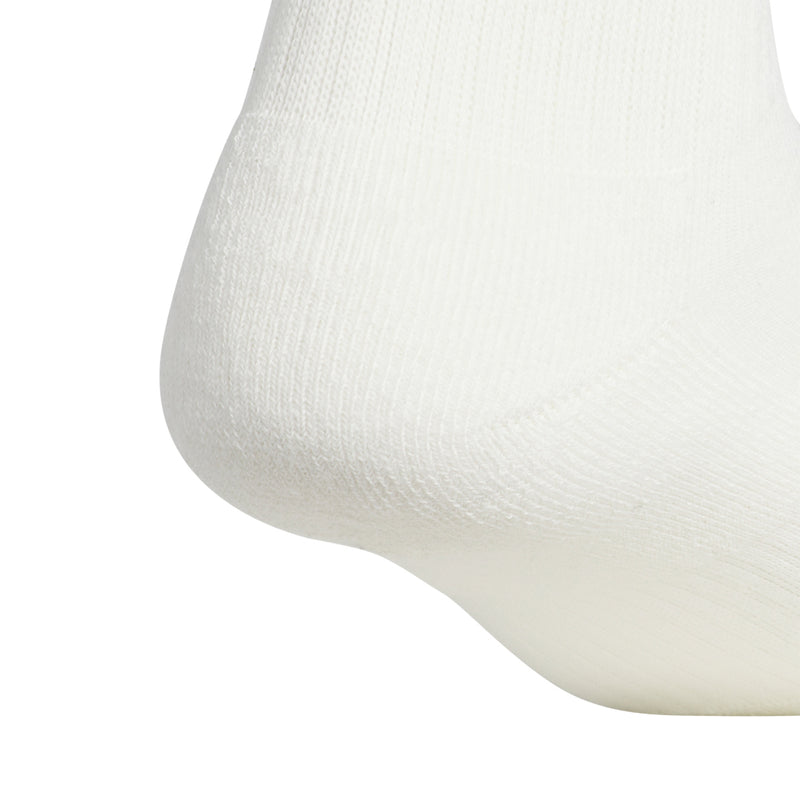 White crew sock with ribbed knit foot and plain toe