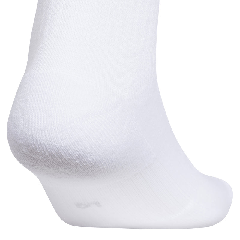 White crew sock, smooth knit with reinforced toe and heel