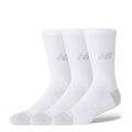 3-pack white cushioned crew athletic socks with ribbed cuffs