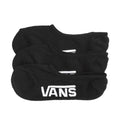 3-pack black no-show socks with Vans logo, low-cut ankle design