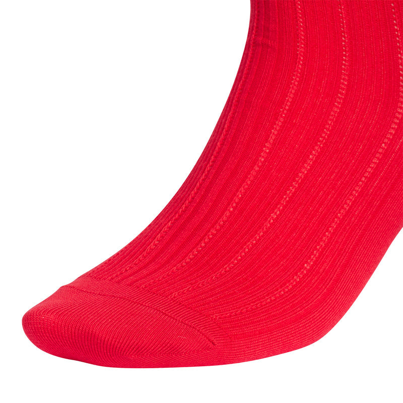 Scarlet ruffle quarter sock with adidas trefoil logo, ribbed knit