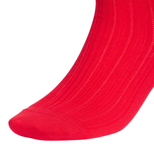 Scarlet ruffle quarter sock with adidas trefoil logo, ribbed knit