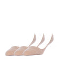 Three-pack nude medium no-show socks with cushioned heel