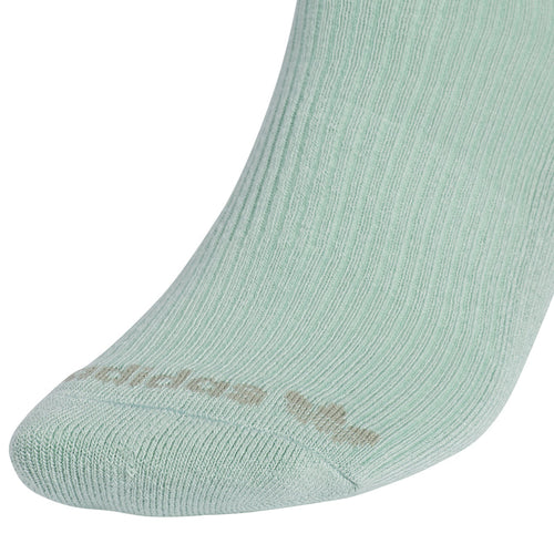 Hazy green quarter crew sock with ribbed knit and logo detail at toe