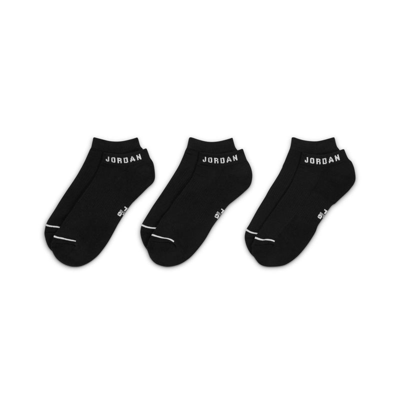 3-pack no-show socks, black with white Jordan logo at the cuff