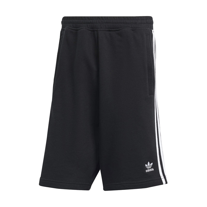 Men's black adidas 3-Stripe shorts with three white side stripes